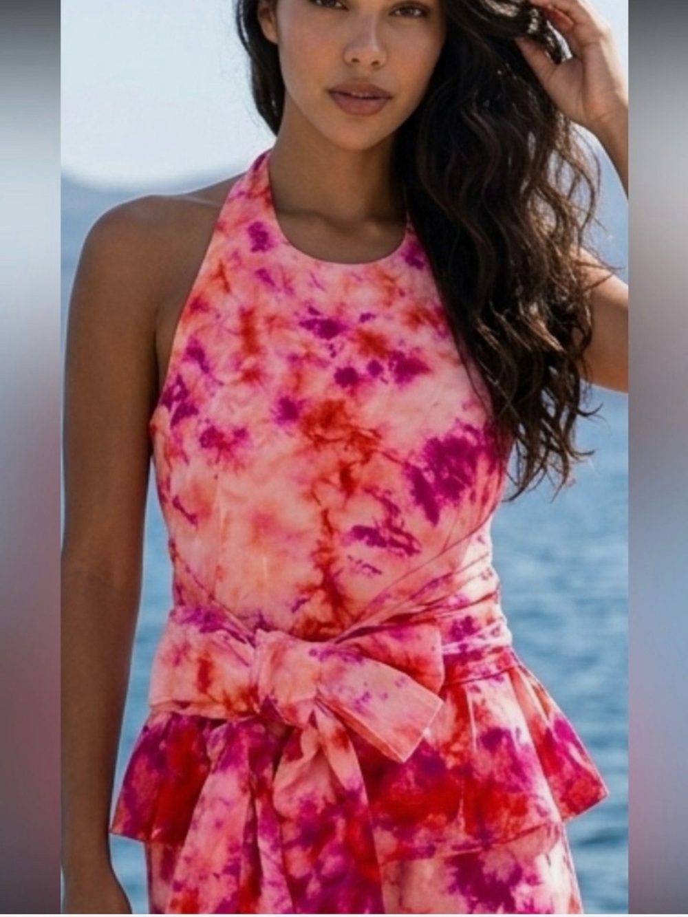 Tie-Dye Halter with Waist Sash - Pink